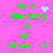 Pixelated green text on pink background reads "He's amazing & in denial <3" with animated light blue heart and starburst symbols replacing static text elements.
