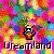 Pixelated character icon with white face and black outline, holding a red object against vibrant multicolored background with 'Dreamland' text below.