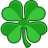 Green four-leaf clover icon with pixelated edges on light gray background, rendered in flat vector style.