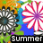 Pixelated static image with abstract shapes and text, featuring a black banner at bottom displaying 'SUMMER' in white block letters.