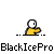 Pixelated character with white head and black body alternates between yellow and black clothing, red eye dot appears in some frames.