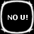 Four identical black square icons with rounded corners display "NO U!" text in white pixelated font, arranged in a pattern