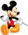 Mickey Mouse character in red shorts and yellow shoes, shown from two angles with a slight turn of the head.
