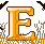 Golden letter E with snow on top, surrounded by bats flying in different positions against a gray background with orange and brown grass-like patterns.
