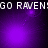 Purple gradient background with white text 'GO RAVENGO' repeated across top and bottom, featuring shifting light effects.
