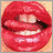 Red lips with visible teeth and a tongue, showing a close-up of an open mouth on a light background.