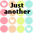 Pixelated of pastel circles with heart symbols and black text reading "Just another LOVE <3 icon...." on white background