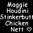 Pixelated text displays names and symbols in a pattern with varying heart and arrow icons