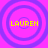 Four identical circular icons with concentric rings on a bright pink background, each displaying the text 'LAUREN' in yellow pixelated letters.