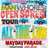 A static image of a with four identical showing colorful text and icons on a white background