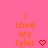 Pink background with orange text reading "I Love My Tyler" and a red pixelated heart symbol, arranged in three of three identical units