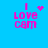 Blue background with pink text "I Love cam" and four distinct animated pixel art elements above the text.