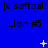 Blue background with repeated text and star animations; 'jv softball' and 'Lion #5' in black pixelated font, yellow stars changing size and position across frames.