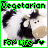 A 48x48 pixel animated buddy icon featuring a cow with black-and-white patches, green text reading "Vegetarian" and "For Life," and a small heart symbol, displayed as two sequential frames in a contact sheet.