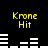Yellow text 'Krone Hit' appears above white horizontal bars on a black background, with two identical sets of bar patterns displayed in