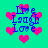 Pixelated cyan background with pink heart shapes and blue text reading "Live Laugh Love" in four vertical lines.