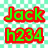 Green text with red outlines on a checkered background, displaying 'Jack h234 loves Chess' over a chessboard pattern.