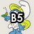 Six Smurf characters in a with overlaid text, each displaying distinct poses and clothing colors