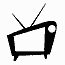 Black-and-white retro television set icons with antenna, screen patterns changing across frames: solid white, wavy lines, zigzag lines, horizontal stripes.