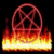 A 2x2 contact sheet of a Slayer-themed animated icon featuring fiery pentagram, red text, and stylized band logo across three sampled frames.