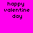 Pixelated text 'happy valentine day' on bright pink background, four identical instances arranged in a