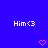 Blue background with repeated white text "Him<3" and pink heart symbols in a pattern, some hearts animated to open or close
