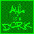Green pixelated text on a green checkered background with 'IS A DORK' and varying top text across six