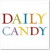 Static pixelated image displaying 'DAILY CANDY' text in multicolored block letters on a white background.
