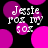 Pixelated image with repeating text "Jessie Fox 109" and "50x" over pink polka dots on black background.