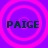 Four identical circular icons with pink concentric rings on purple background, each displaying 'PAIGE' in dark green text.