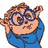Pixelated cartoon character with brown hair and blue glasses, wearing a blue shirt, holding hands near head against white background, with blue text reading 'whos that?' and 'A house keeper RAWR!'