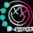 Animated icon with a circular black background, white and pink X-shaped symbol, teal leaf-like shapes on left, and white dots on right.