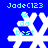 Blue background with white snowflake icon displaying "JadeC123" text above and "is do best" below, showing pixelated animation changes across four views.
