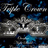 Pixelated image with blue and gray tones showing repeated text elements and red 'HERE I COME' text on a dark background.