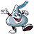 Pixelated cartoon character with blue head, red eyes, and pink mouth on white background; green text 'Original Icons .com' on dark green background.