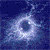 A circular blue icon with a glowing white outline and branching white lines resembling neural networks or lightning, set against a dark blue background.
