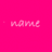A static pixelated icon with the word 'love' in light pink letters on a bright magenta background, featuring a small dot to the left of the text.