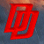 Red stylized symbol with layered curves on a gradient background transitioning from dark blue to brown.