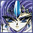 A pixelated anime-style character face with blue and purple hair on the left, next to a black background with white text reading "Anime IM" and a stylized signature below it.
