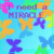 Pixelated static image with light blue background featuring purple text reading 'I need MIRANDA' and multiple colorful butterfly shapes in yellow, orange, pink, green, and blue.