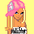 Pixel art contact sheet showing multiple frames of a Hollister-themed animated buddy icon with a blonde character in pink and white attire against a yellow background.