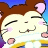 A 48x48 pixel animated buddy icon featuring a cartoon hamster character on the left and text elements on the right, displayed as a contact sheet with two frames.