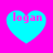 Four cyan hearts on a magenta background, each containing the text 'logan' in pink pixelated font.
