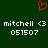 Red pixelated heart symbol above two identical white text blocks on dark green background.
