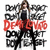 Static pixelated image of a person with long brown hair wearing dark clothing, overlaid by red text and black-and-white patterned background.