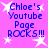 Pixelated blue text on bright pink background with white starbursts, repeating 'Chloe's Youtube Page ROCKS!!!' in four identical