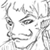 Pixelated grayscale icon with abstract shapes and lines suggesting a stylized character or symbol, likely from an anime-style game avatar collection.