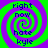 Four identical spiral patterns with alternating green and purple rings, each containing vertical text reading 'right now i hate kyle' in dark blue pixelated font.