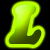 Neon green stylized letters L, V, F, D, and two small arrow-like shapes on black background with one gray rectangle.