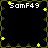 Pixelated of four black with yellow vine border and scattered stars, each displaying "SamF49" text in white pixel font
